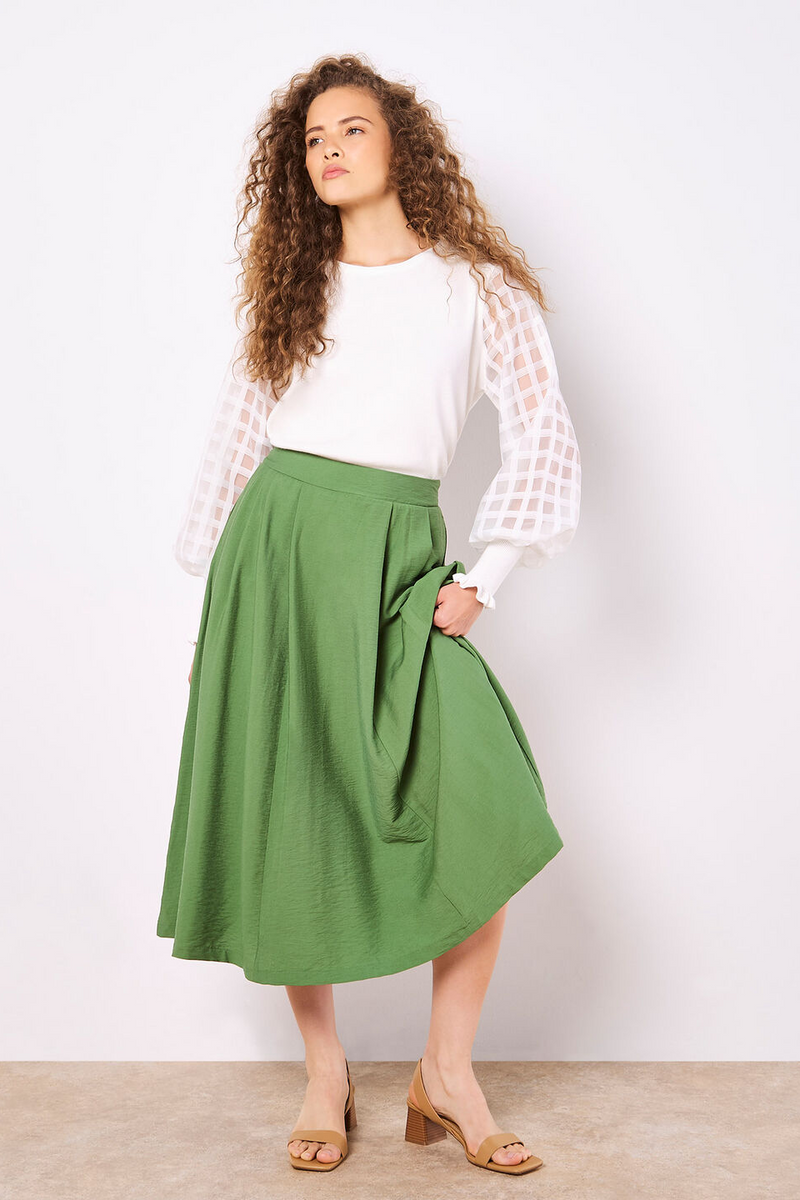 Pleated A-Line Midi Skirts
