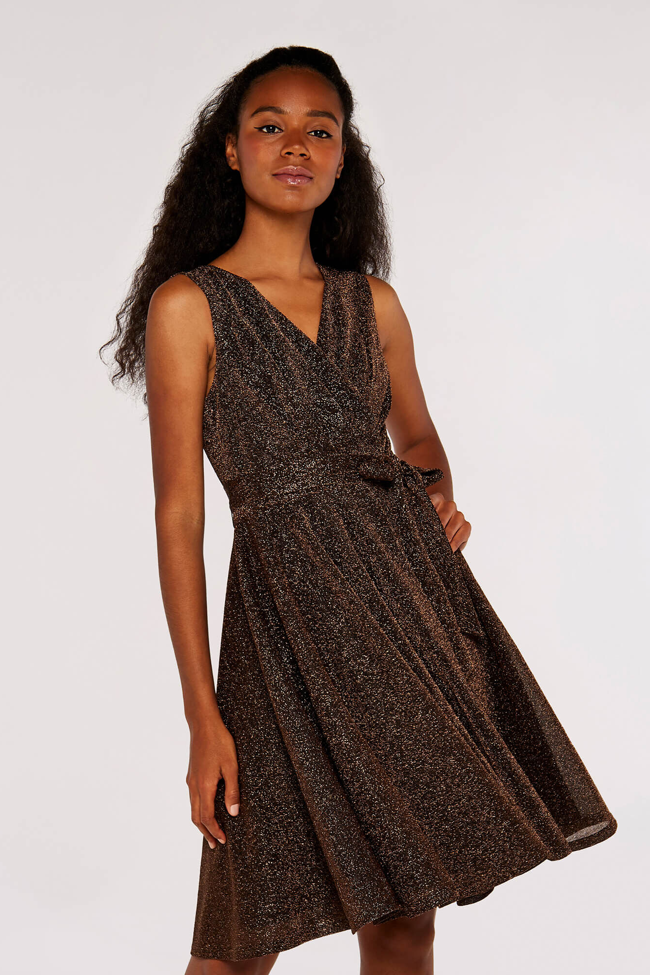 lurex skater dress Wholesale Wrap Bodice Lurex Skater Dress With Belt  City Goddess