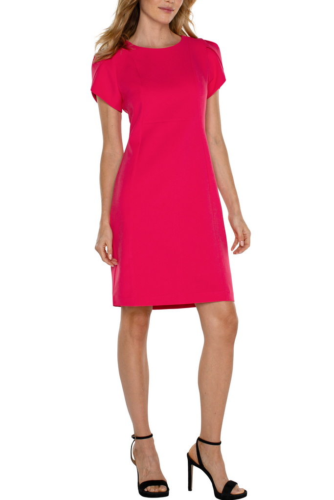 Liverpool Women's Tulip Sleeve Sheath Dress in Pink Punch, Size 0 Liverpool Women's Tulip Sleeve Sheath Dress in Pink Punch, Size 0